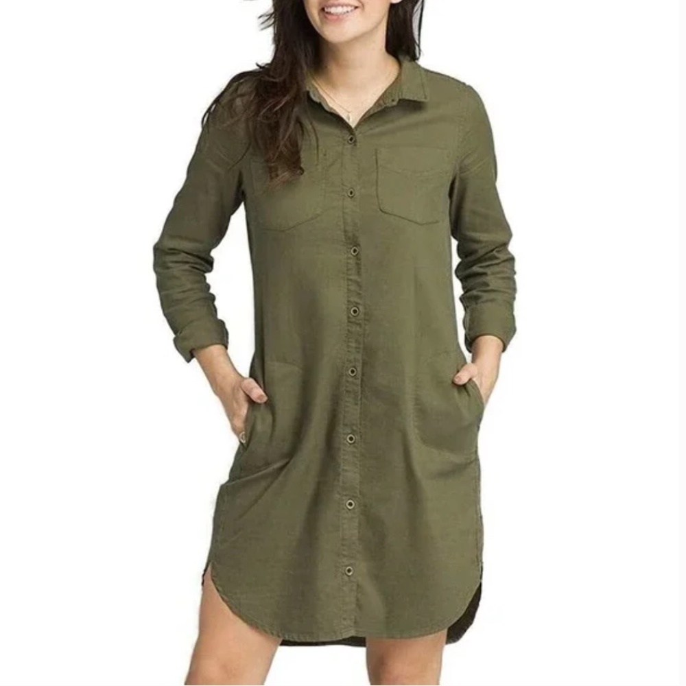PRANA Dress Yarrow Long Sleeve Organic Cotton Shirtdress - Size XL 12 14 16